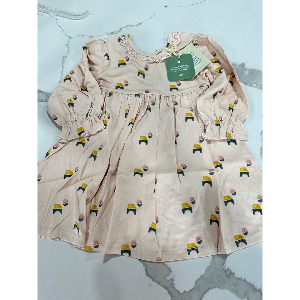 The Sunday Collective Girls Pale Rose Tan Geometric Lace Dress 3Y